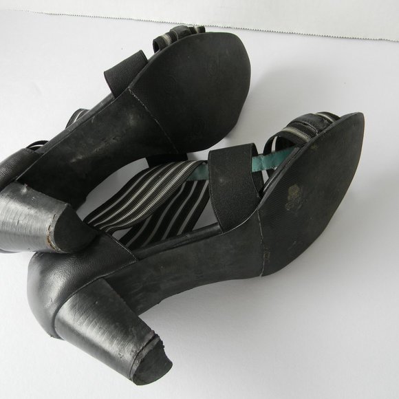 THIERRY RABOTIN MADE IN ITALY BLACK LEATHER OPEN TOE SANDALS SZ 37.5 - Picture 6 of 7